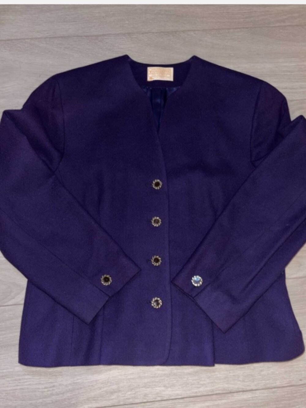 Vintage Pendleton Purple Wool Jacket Collarless Blazer Size 14 Fits M 90s Goth M